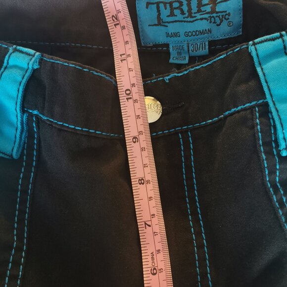 Tripp NYC black blue women's juniors bondage pants size 11 zippers suspenders - Picture 10 of 14